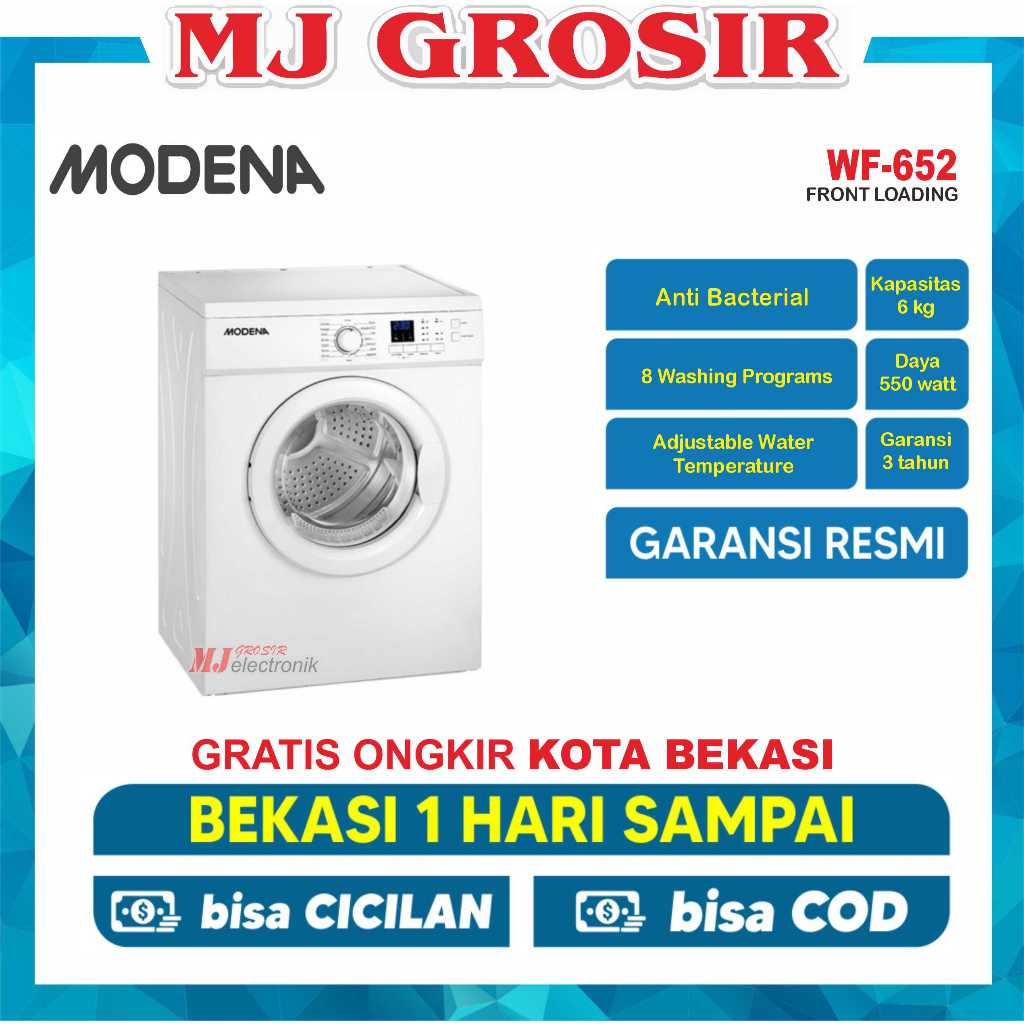 MESIN CUCI FRONT LOADING MODENA WF 652 6KG WF652 6 KG LOW WATT