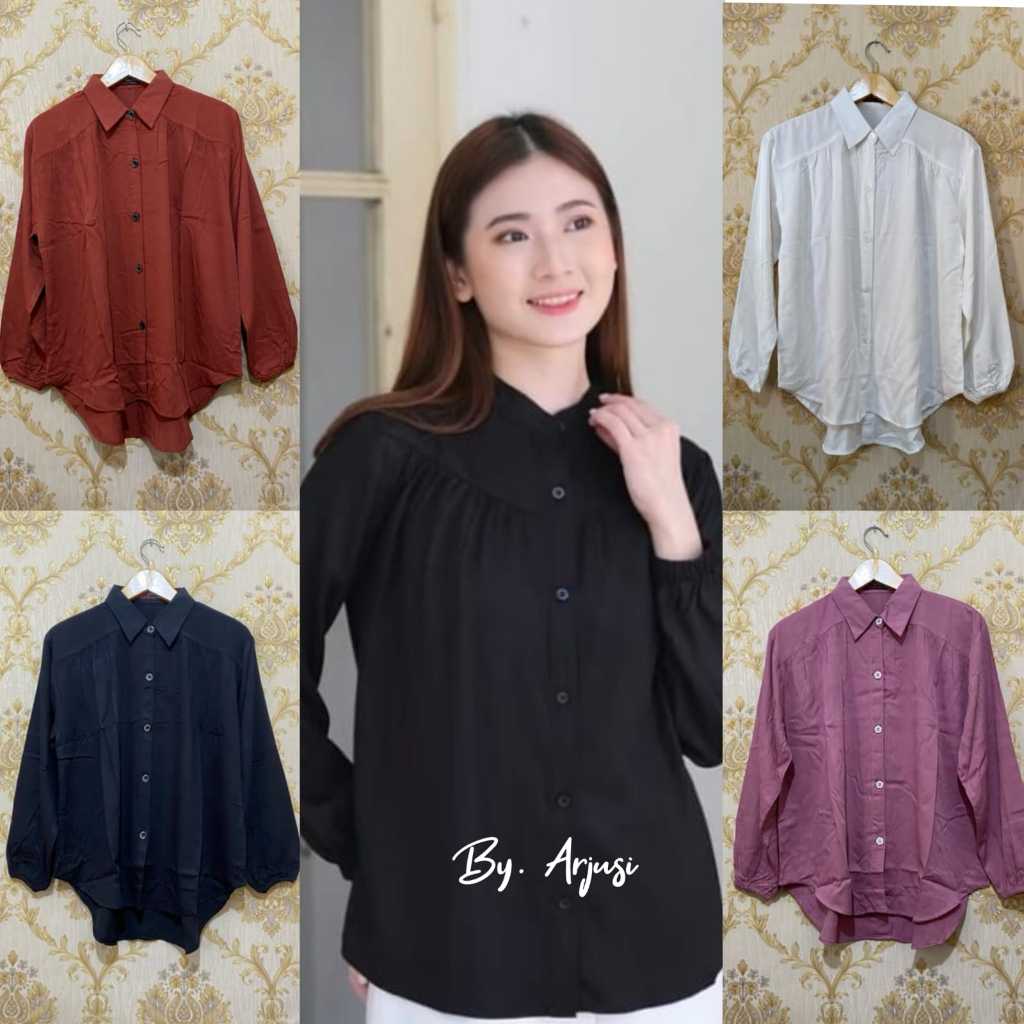 RIKA BLUS RAYON TWILL/Blus kemeja wanita/Rayon twill/baju atasan wanita panjang
