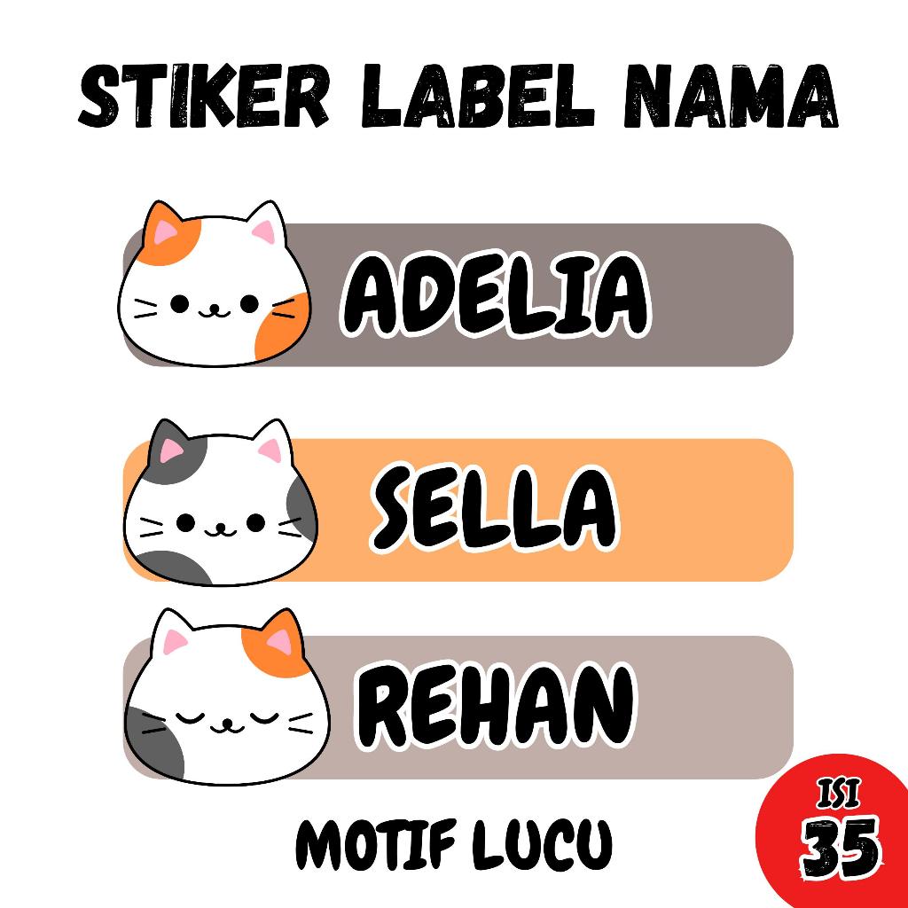 

Stiker Label Nama Stiker Custom karakter isi 35 pcs