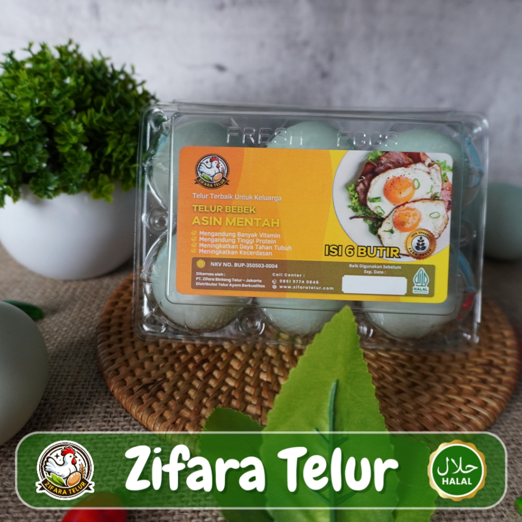 

Zifara Telur - Telur Bebek Asin Mentah Premium Kemasan Higienis isi 6 Butir