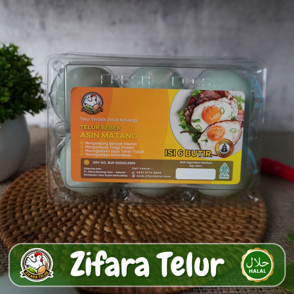 

Zifara Telur - Telur Bebek Asin Matang Premium Kemasan Higienis isi 6 Butir