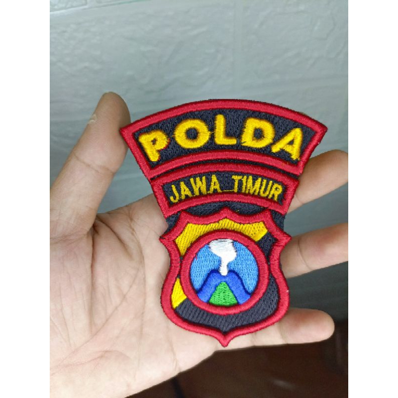 Bet Polda Jatim//Logo Polda Jatim Bordir Timbul