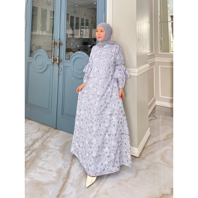 GAMIS KATTUN BORDIR KRANCANG MEWAH , GAMIS BORDIR ORII EDNES