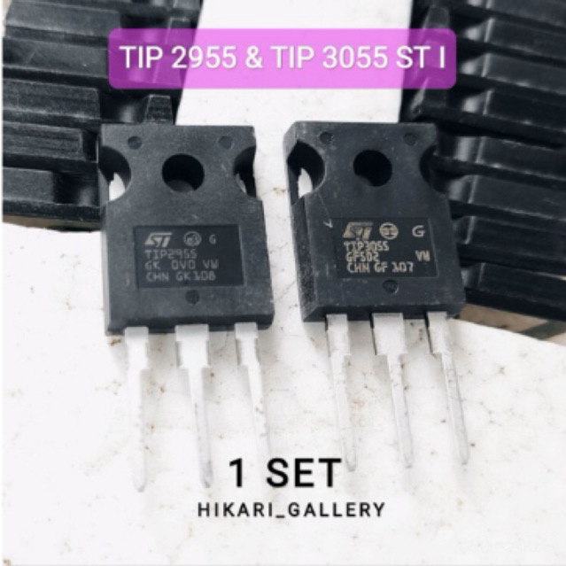 [1 Set] TIP2955 TIP3055 ST ORI No.1 High Quality / 1 set Transistor TIP 2955 dan TIP 3055 ST I / TIP