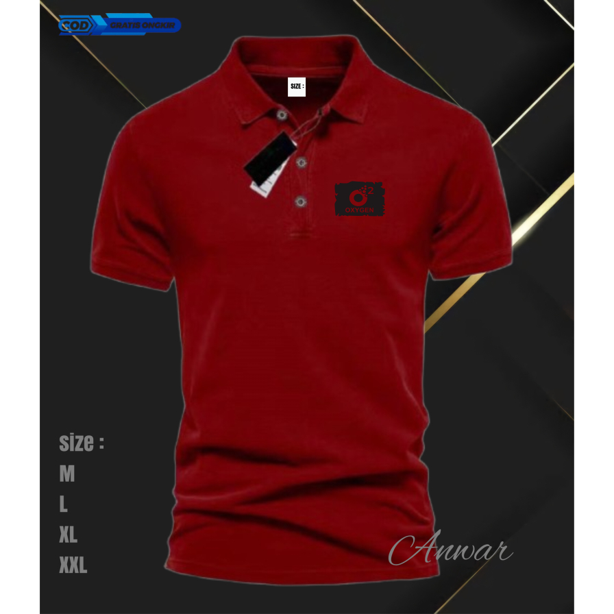 Polo Oxigen Motif Lengan Pendek Polo Kerah Baju Pria Wanita Dewasa Kaos Murah Atasan Casual Premium