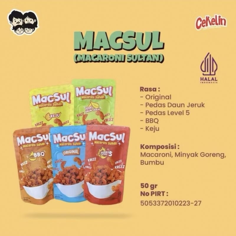 

Snack Cekelin Macaroni Makroni Cemilan Indonesia 50gr VIRAL Rasa Original, Keju, BBQ, Pedas, Daun Jeruk