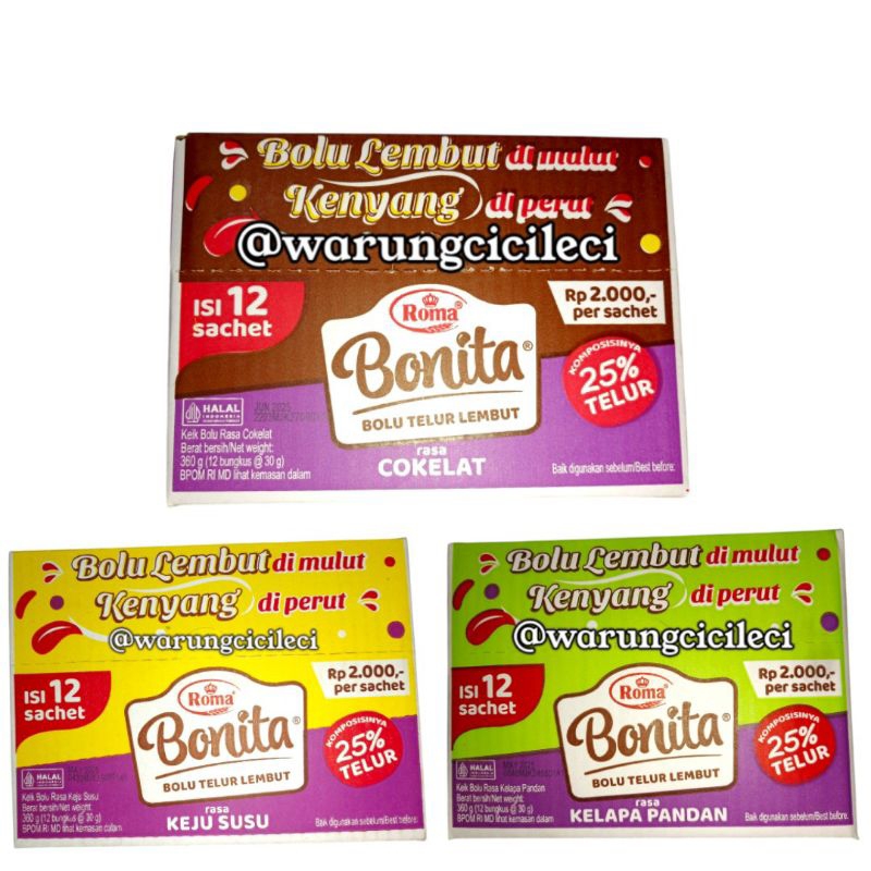 

ROMA - BONITA BOLU LEMBUT TELUR 30g x 12pcs ( 1 BOX )