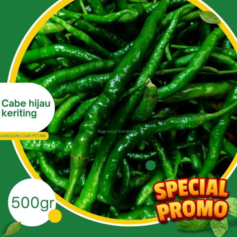 

Cabe hijau keriting 500gr /setengah kilo