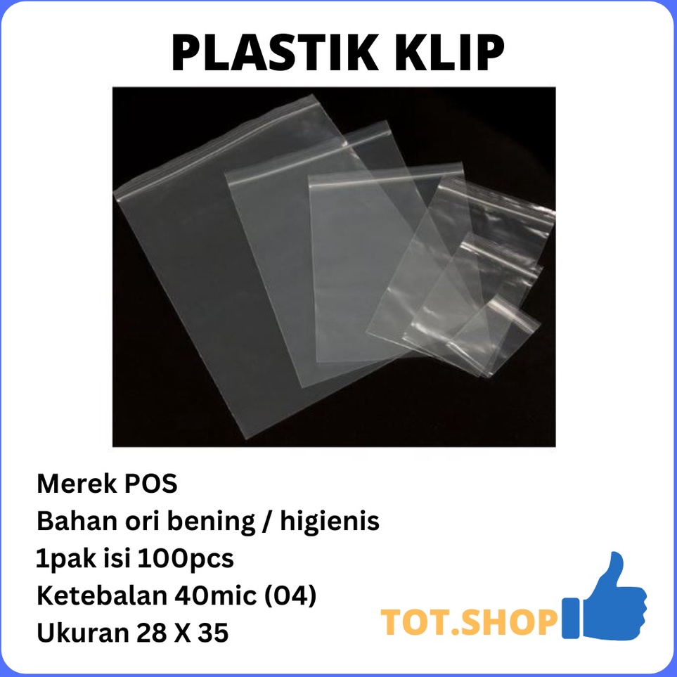 

KODE X47F 28 x 35 Tebal 4 Plastik Klip ZIPPER BAG Kaos Hem Jaket Sepatu dengan klip lock MEREK POS