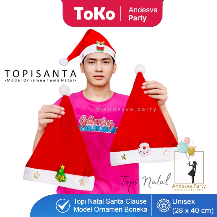 Topi Natal Merry Xmas Ornamen Bintang Boneka / aksesoris natal topi santa clause xmas Kain Bludru