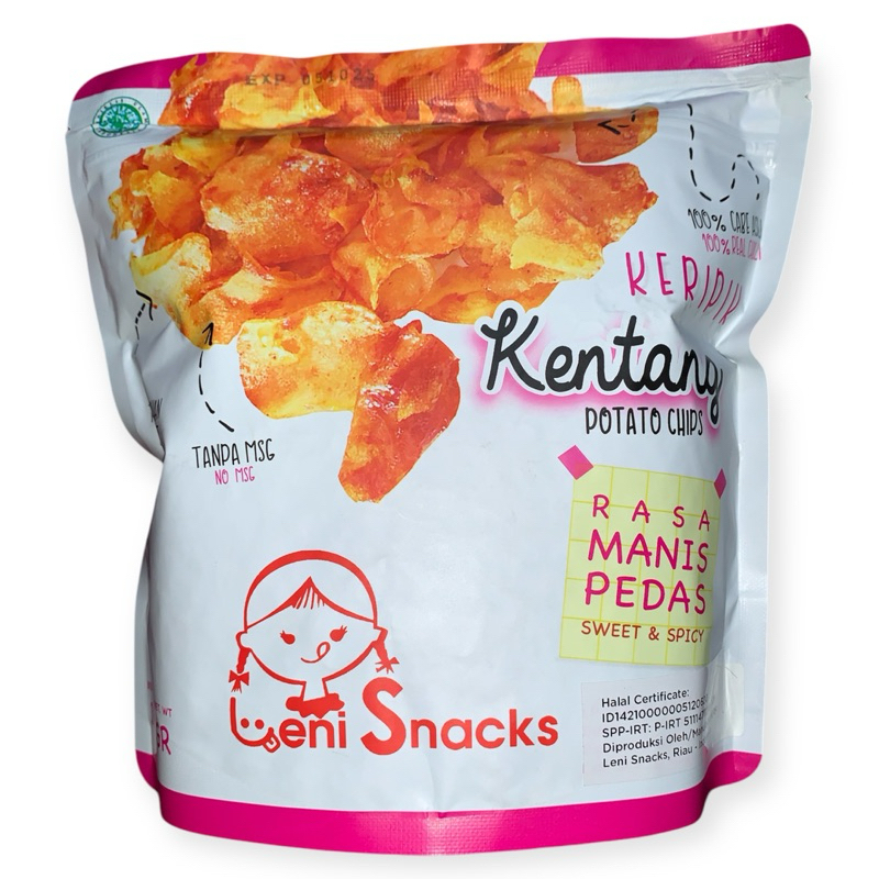 

LENI SNACKS | KERIPIK KENTANG | TANPA MSG | TANPA BAHAN PENGAWET - RASA MANIS PEDAS (120g)