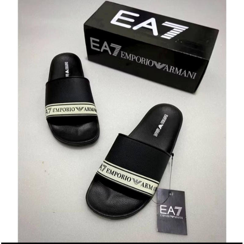 NEW SANDAL EA7 PRIA||SLIDER ON MODEL TERBARU||HIGH QUALITY||PREMIUM SLIP ON EA7 INCLUD BOXXX
