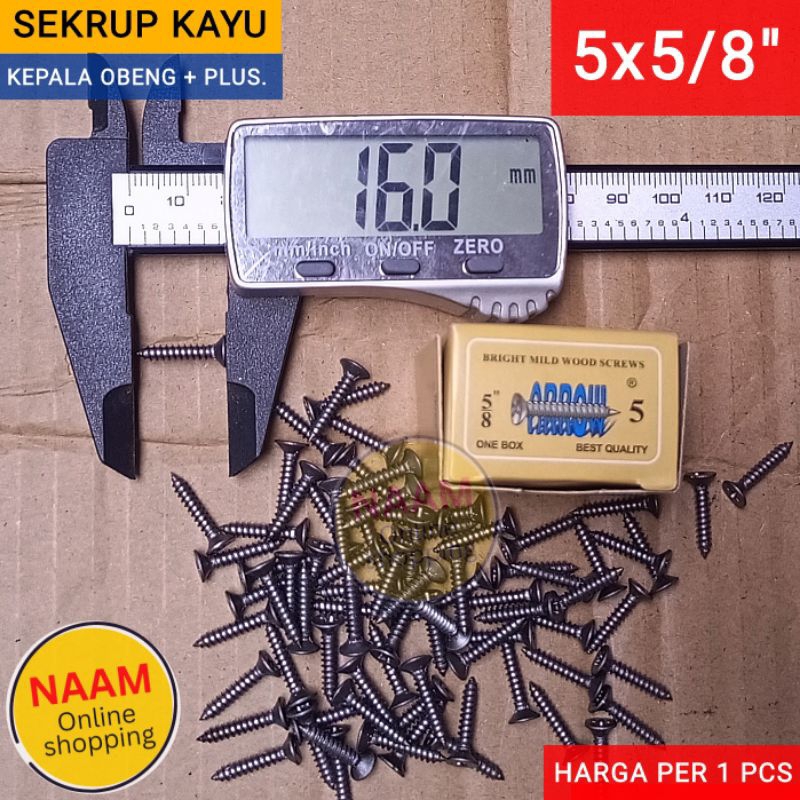 (5x5/8") SEKRUP KECIL OBENG PLUS - SEKRUP KAYU 5/8 IN - SKRUP 5 X 5/8 INCH UNTUK ENGSEL HANDLE KAIT 