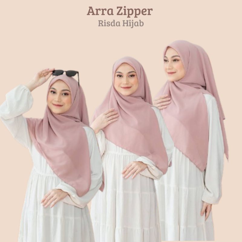 Hijab instan kerudung zipper zipper instan hijab syar'i hijab segiempat arra zipper