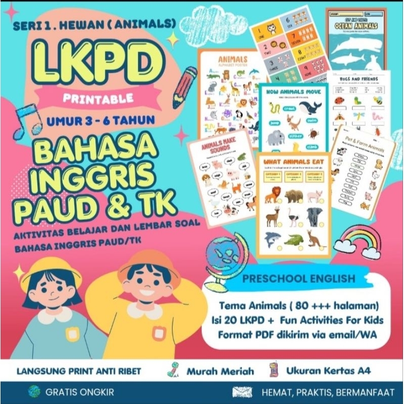 

FileSetAktivitasBelajarInggrisPAUD/TKSeriHewanLKPDWorksheetPreschoolEnglishStudentbookActivityBook