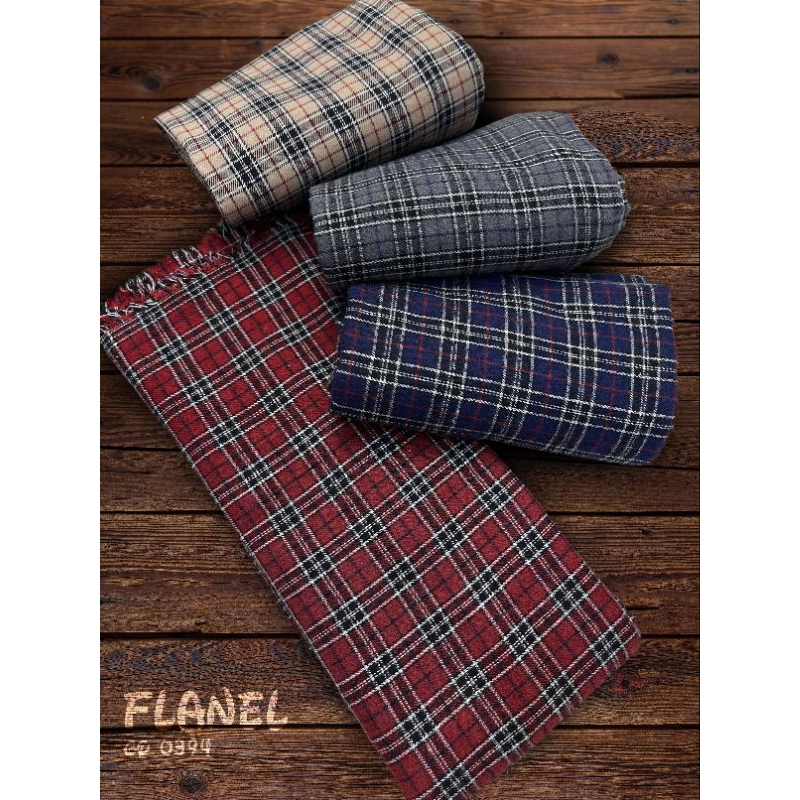 Kain katun flanel motif kotak-kotak lebar 150 cm