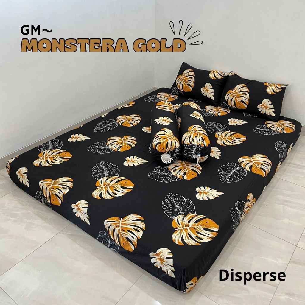 SPREI MOTIF DAUN MONSTERA MURAH BERKUALITAS SET SARBAN SARGUL