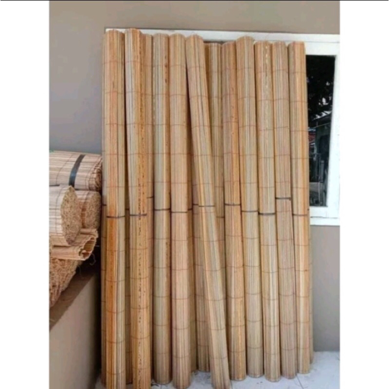 TIRAI BAMBU GULUNG 2x2, 2,5x2,5, 3x3 FREE TALI DAN KEREKAN