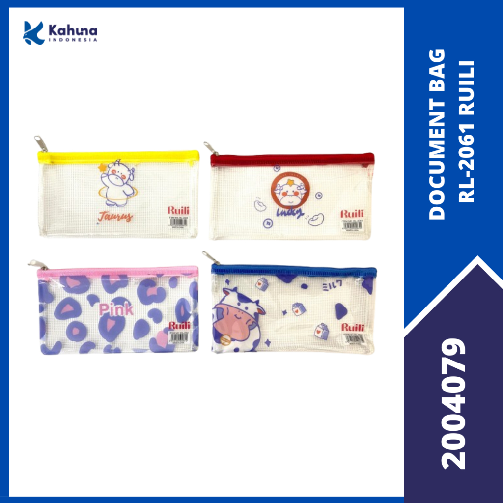 

Map Zip resleting BILL Ruili/ Zipper Document Bag resleting ukuran BILL Plastik Motif berbagai warna cute RL-2061 Ruili [2004079]