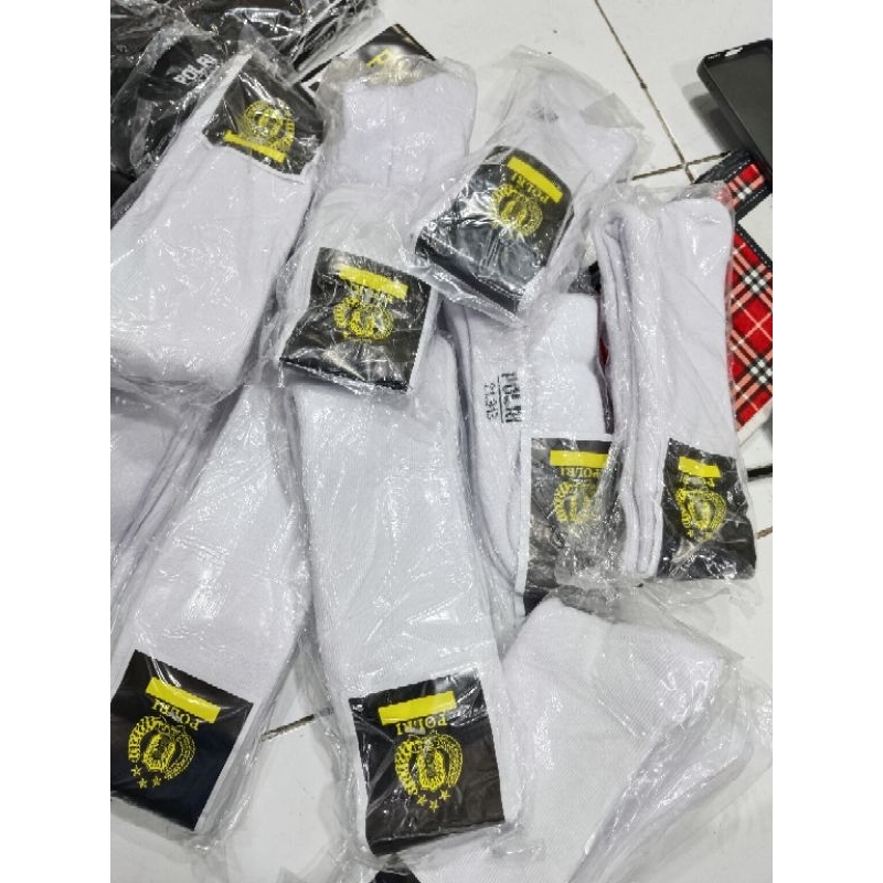 kaos kaki pdl putih jata polri 100% original/kaos kaki satpam/kaoskaki polri