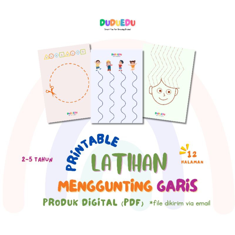 Printable Worksheet Latihan Menggunting Garis (2-5 Tahun)