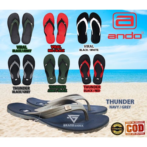 ANDO VIRAL THUNDER Sandal Jepit Karet Santai Outdoor Casual Laki Laki  Pria Original