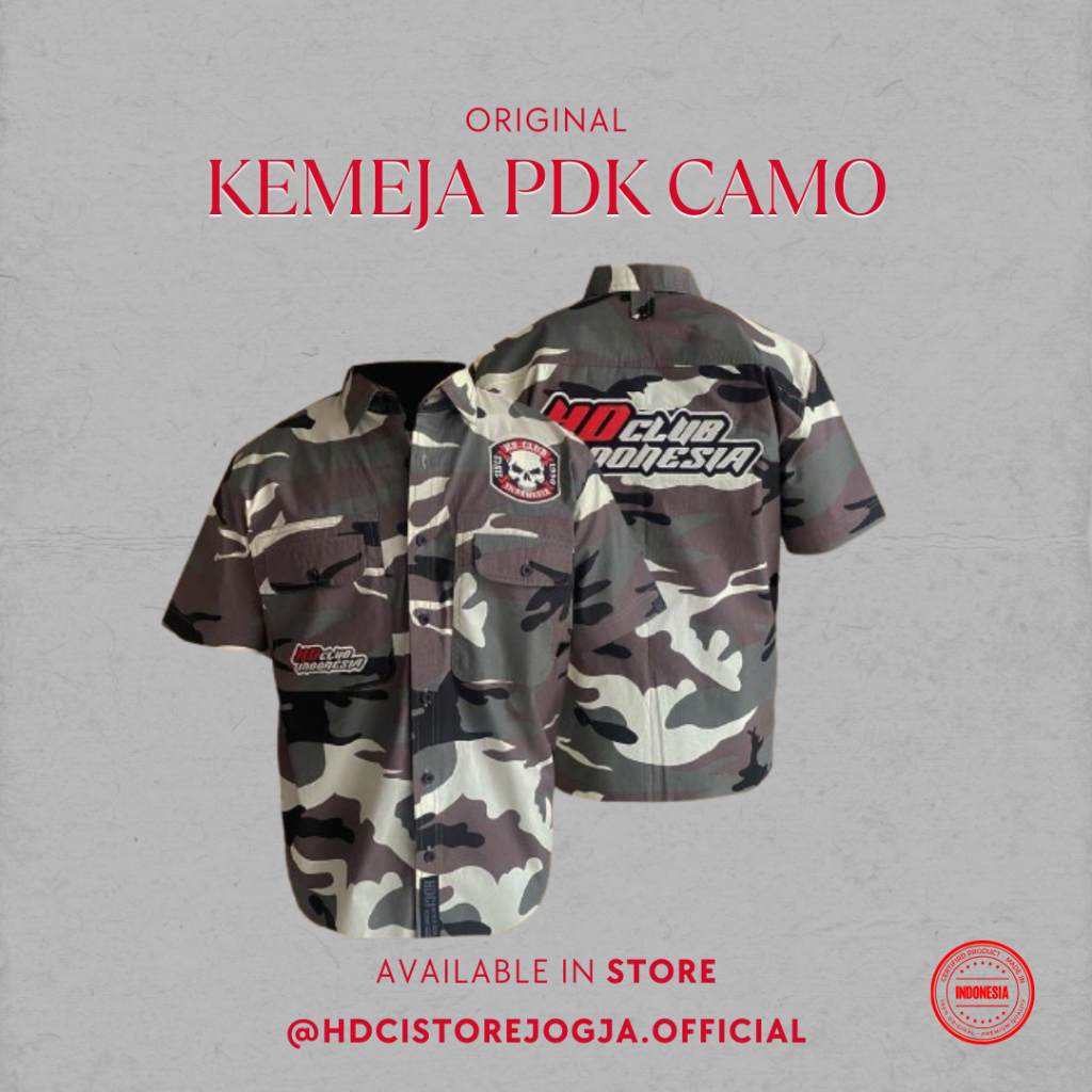 Kemeja Pendek Army Harley Davidson Club Indonesia Original