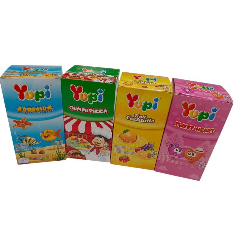 

Aneka yupi144g / 12 pcs @ 12gVarianFruit cocktails Aquarium Gummi pizza Sweet heart