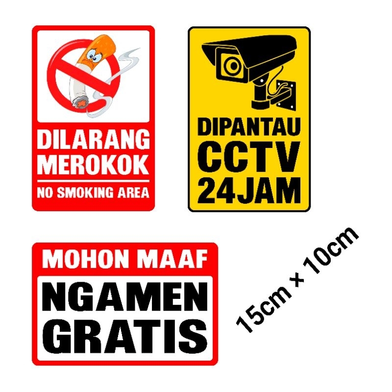 

Stiker CCTV, NGAMEN GRATIS, DILARANG MEROKOK Ukuran 15cm × 10cm