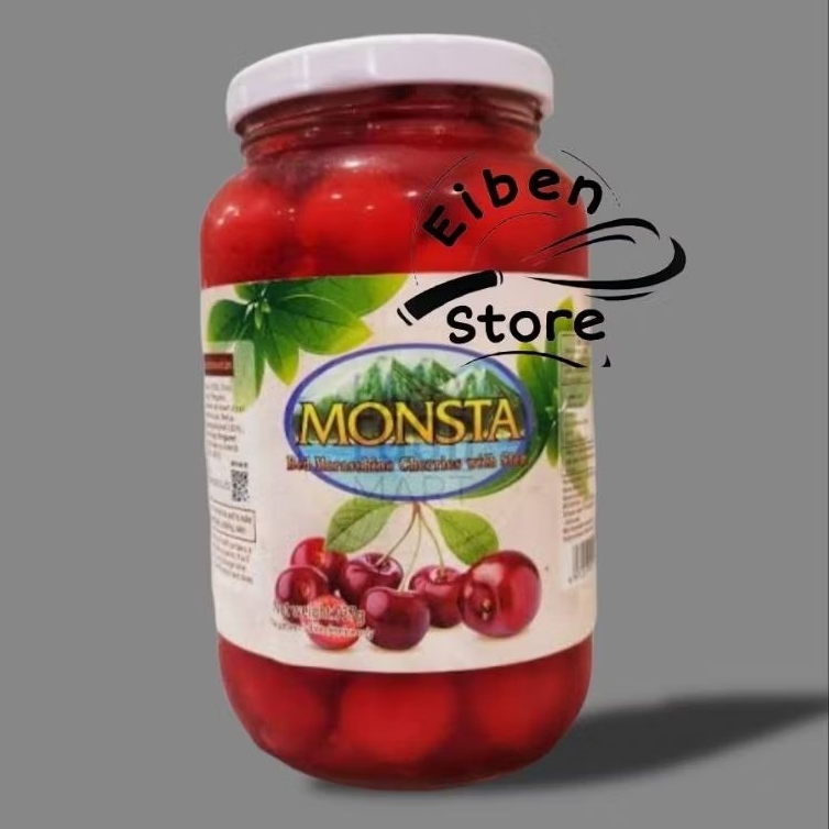 

BPOM RI Monsta Maraschino Red Cherry 737gr / Monsta Cherry Tangkai Merah 737gr