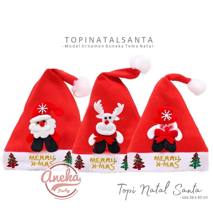 Topi Natal Merry Christmas Boneka / aksesoris natal topi santa claus Ornamen Boneka Natal / topi mer