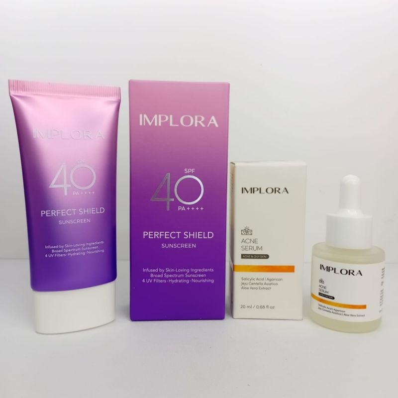 Implora Paket 2in1 Acne Serum & Sunscreen Perfect Shield BPOM
