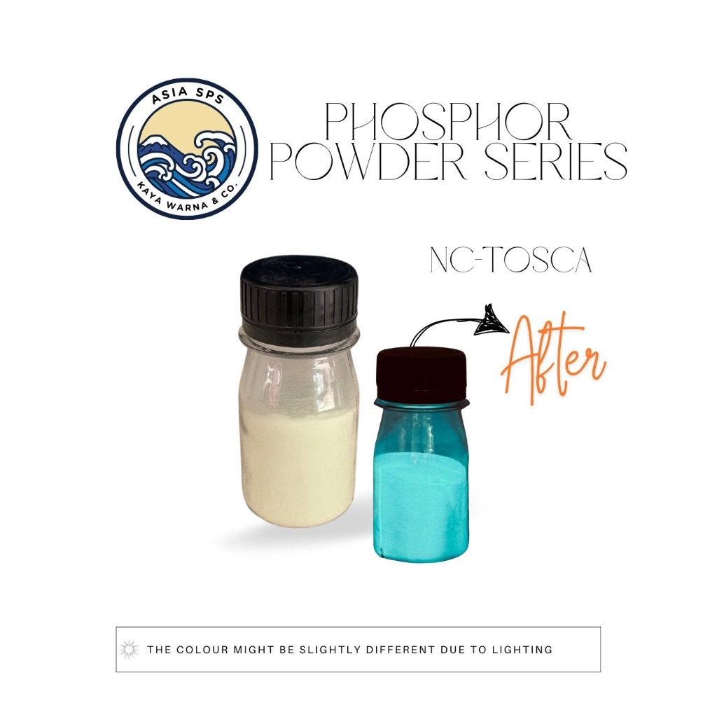 

Bubuk Fosfor GLOW IN THE DARK Gid Stronium Aluminat NC-TOSCA Serbuk Dekorasi Resin Sablon Slime 50GR