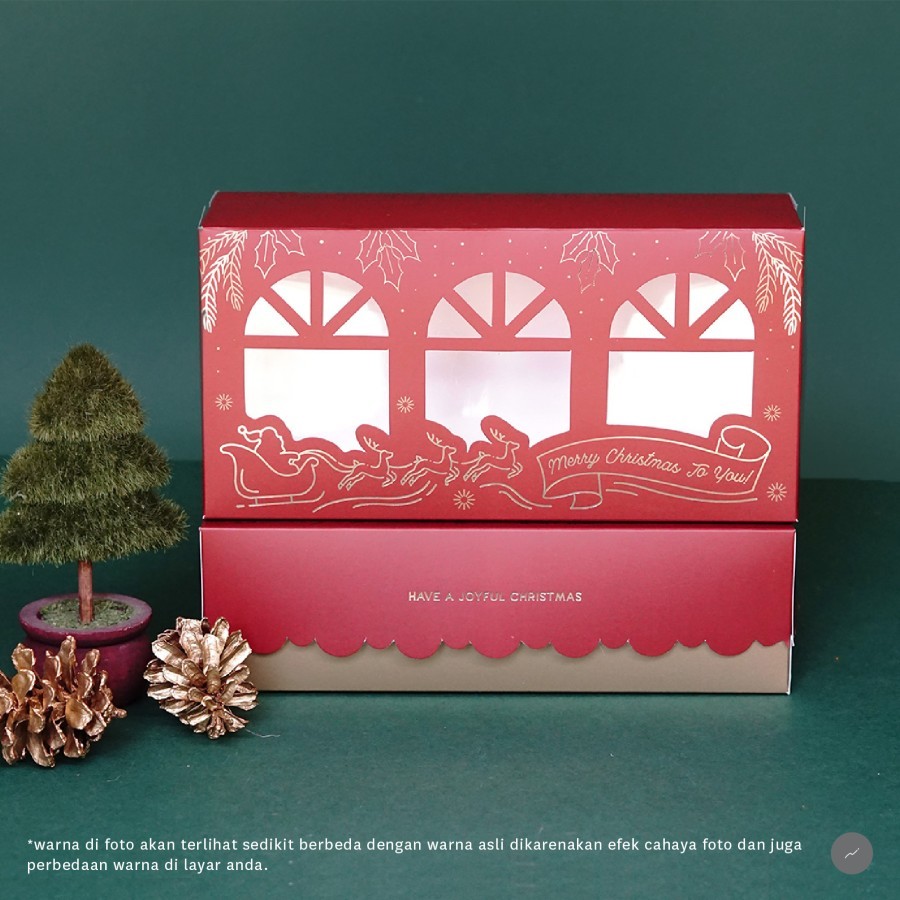 

Dus Kue Cake Box Christmas Natal / Packaging Brownies (SLEIGH)
