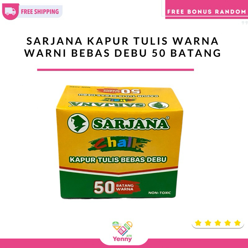 

Sarjana Kapur Tulis Warna Warni Bebas Debu 50 Batang