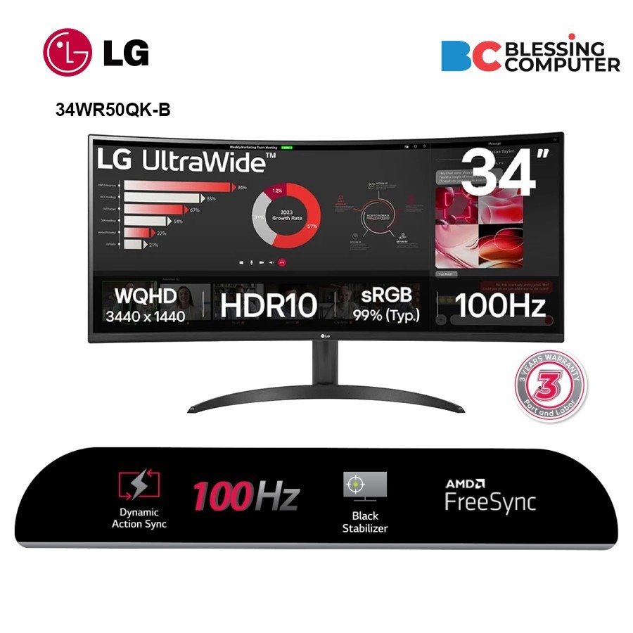 Monitor LG 34WR50QK-B 34 UltraWide QHD 100Hz 5ms