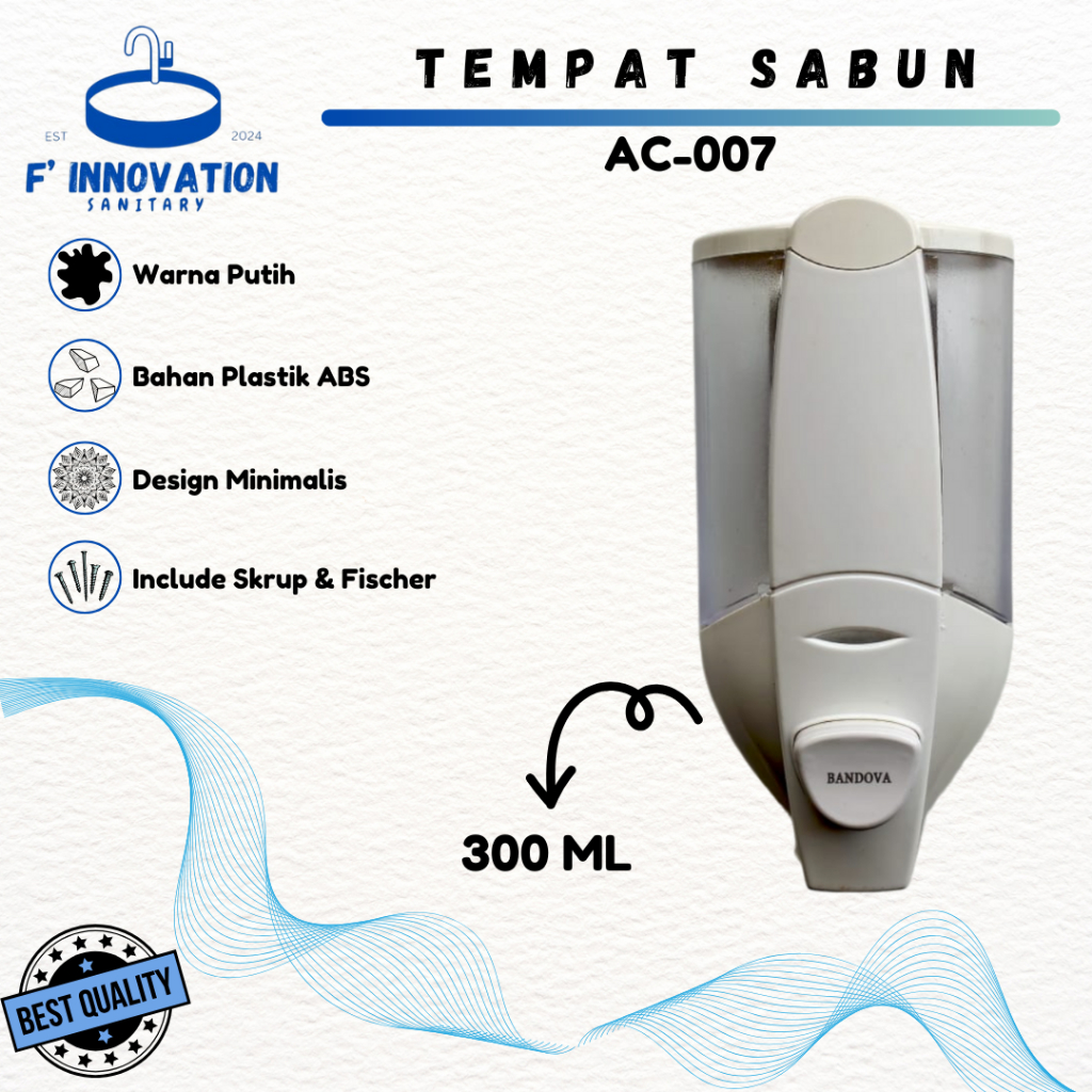 TEMPAT SABUN CAIR / DISPENSER SABUN CAIR MANUAL KAMAR MANDI PUTIH TEMPAT SABUN CAIR DINDING MURAH