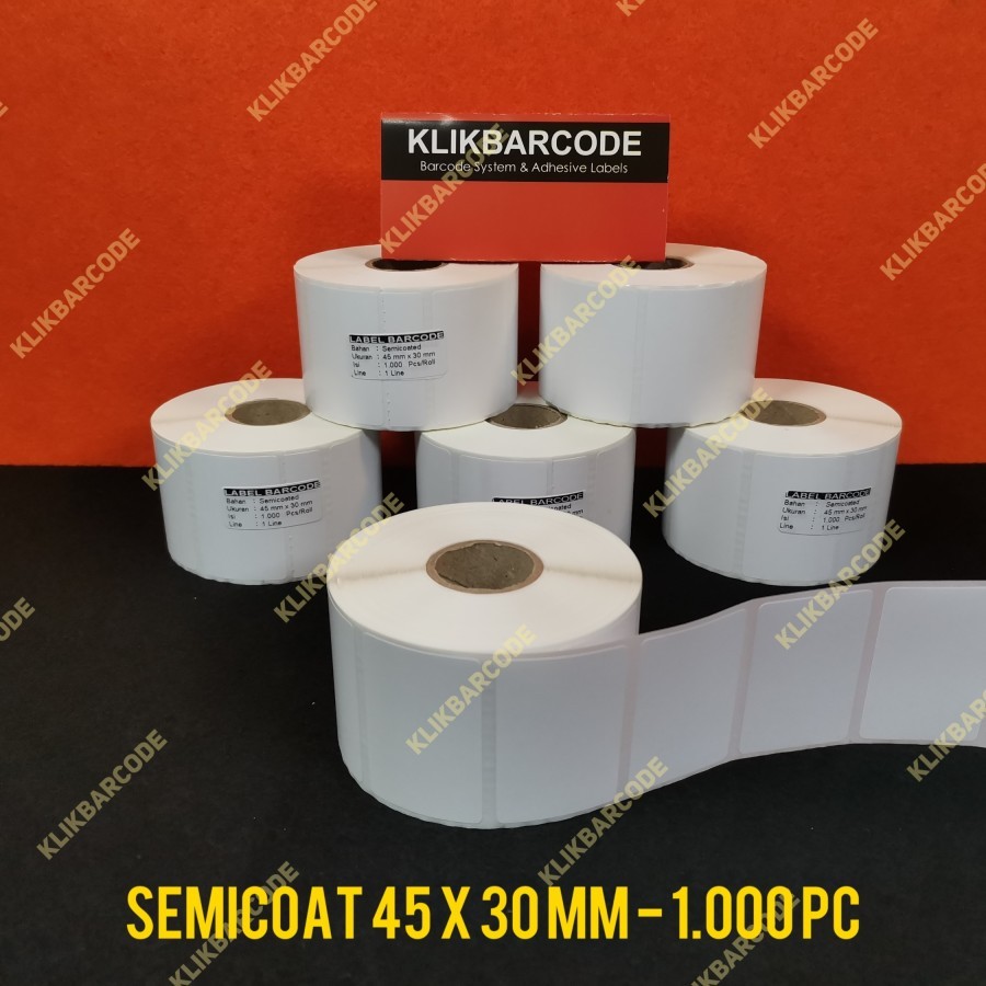 

label sticker barcode semicoated 45x30mm 45 x 30 mm gap3mm Isi 1.000pcs