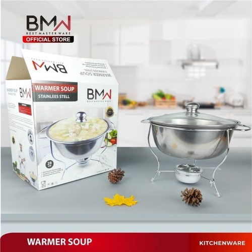 BMW Kitchen Ware - Warmer Soup Bulat Stainless Steel Tempat Saji Sayur Prasmanan  Dish Food Warmer