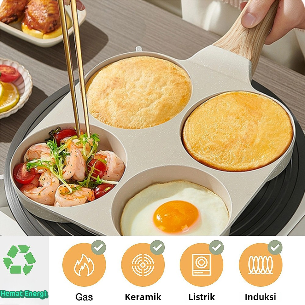 Panci Goreng Telur Cetakan Kue Panci 1 Sekat /3 Sekat / Panci 4 Sekat Frying Pan Panci Goreng Telur 