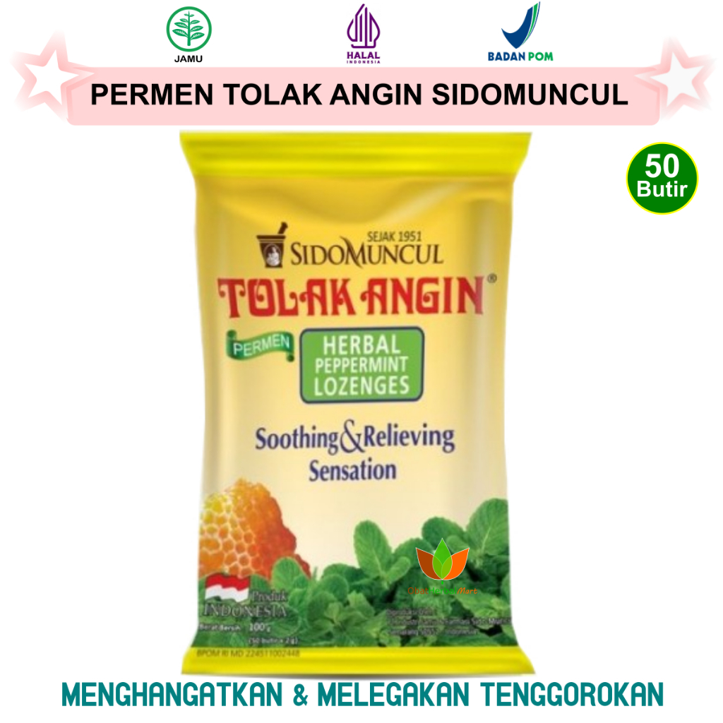 

PERMEN TOLAK ANGIN SIDOMUNCUL POLYBAG 50 BUTIR MENGHANGATKAN DAN MELEGAKAN TENGGOROKAN SIDO MUNCUL