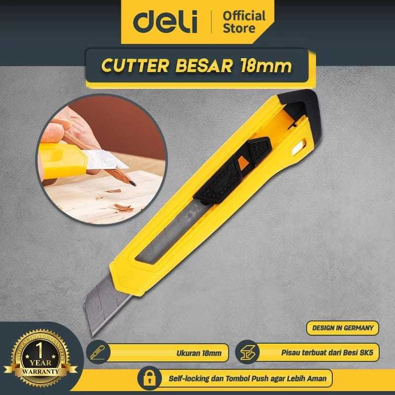 

DELI Cutter Pisau Baja (Utility Knife) 18mm/100mm EDL018B
