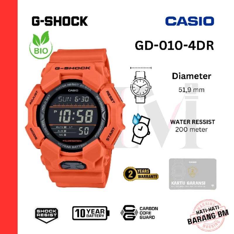 CASIO G-SHOCK GD-010-4DR Jam Tangan Pria Original Digital karet Sport Antiair GD-010-4 GD010