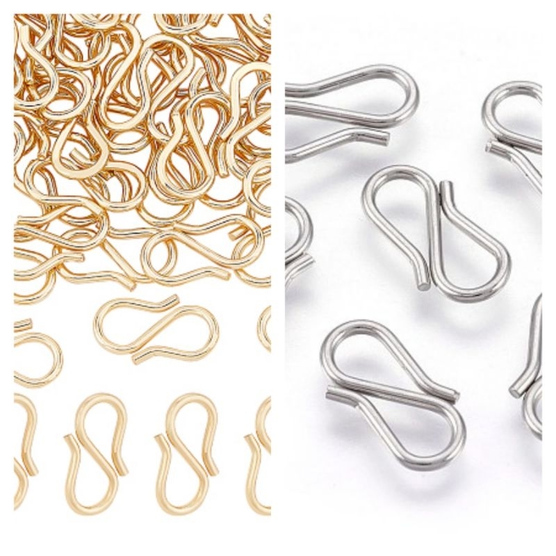 304 stainless steel gold plated S hook clasp | pengait gelang kalung