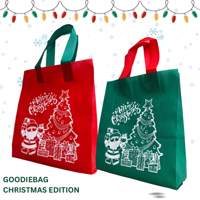 

GOODIE BAG NATAL BERBAGAI UKURAN/ TAS HAMPERS NATAL/ TAS SPUNBOND KAIN CHRISTMAS/ PAPERBAG NATAL