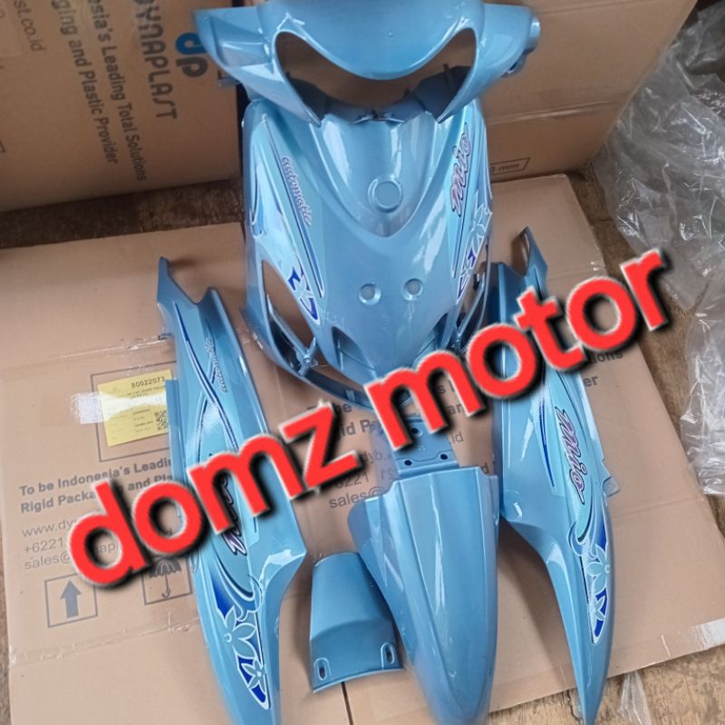cover body halus yamaha mio smile biru telur asin striping