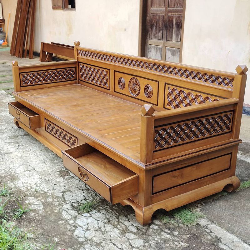 bale bale minimalis kayu jati Jepara kursi daybed bangku dipan jati