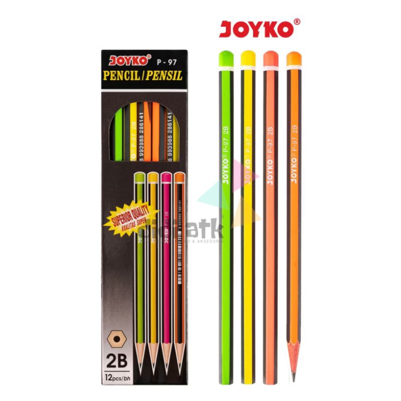 

Pensil Pencil 2B Joyko P-97 Hexagonal Grip 1 Pak Isi 12 Pcs