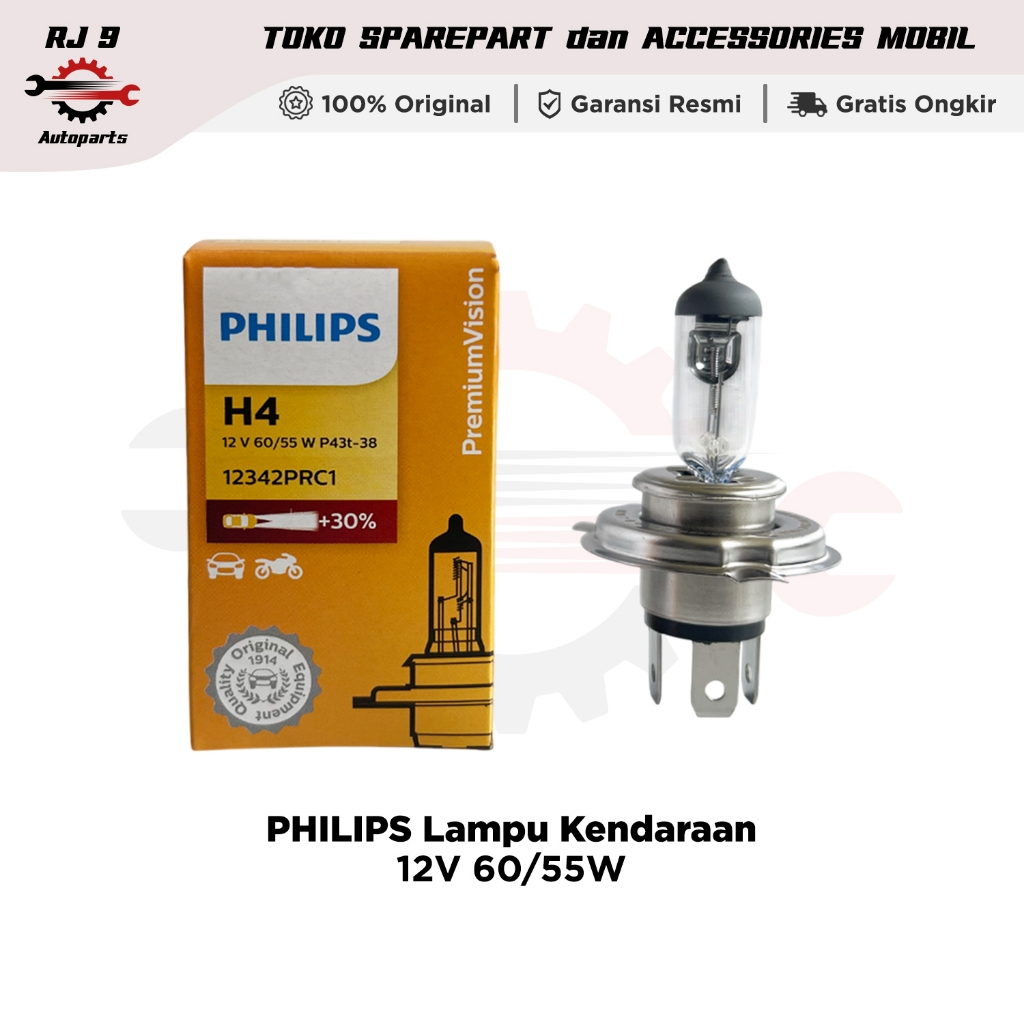 Philips Halogen H4 12V Lampu Depan Dop Halogen Philips H4 12 V