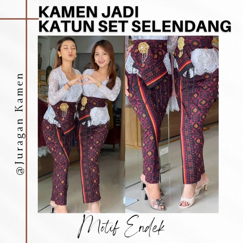 Kamen Jadi Katun Strait Terlaris | K1 | Kamben Bali Endek Set Selendang | Bawahan Tradisional